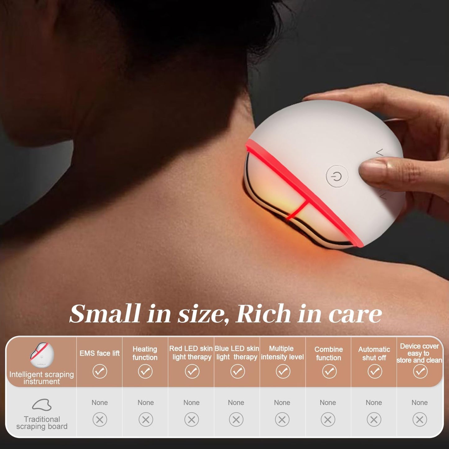 AVORLA Herramienta facial LED Gua Sha con calor y microcorriente, d...