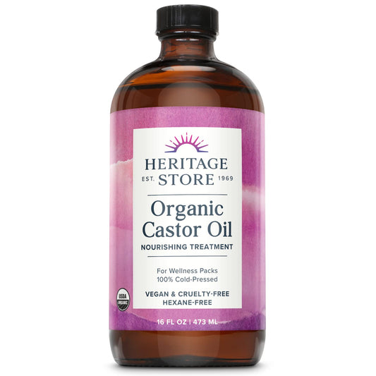 HERITAGE STORE Aceite de ricino orgánico \u2013 Botella de vidrio \...