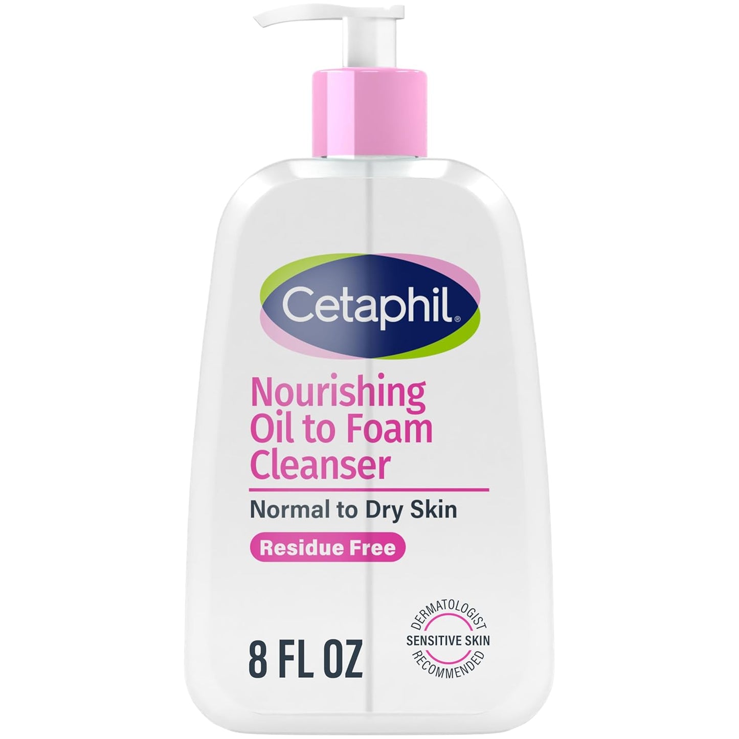Cetaphil Limpiador facial nutritivo de aceite a espuma para pieles normales a secas, hasta 24 horas de hidratación, 8 onzas líquidas