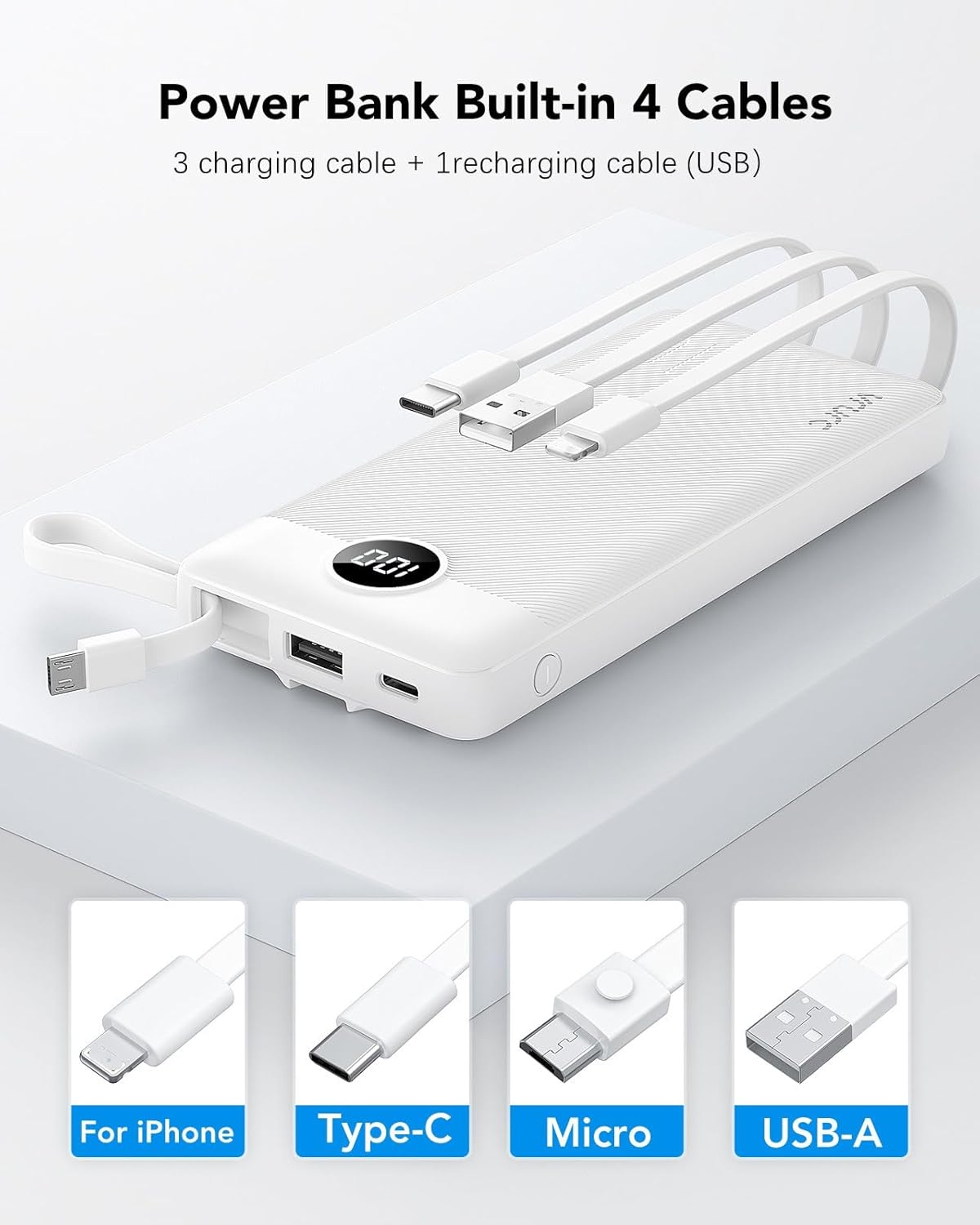 VRURC Cargador Portátil Power Bank, Paquete de Batería Esencial de...