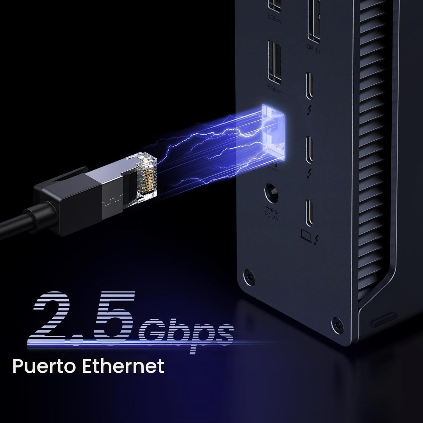 UGREEN Thunderbolt 4 Dock 13-en-1 Estación de acoplamiento de 40Gbps con pantalla única 8K y doble 4K@60Hz, carga de 90W para laptop, 2.5GbE, SD/TF 4.0. Revodok Max 213 para MacBook Surface Pro y más