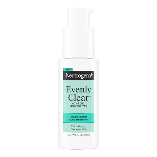 Neutrogena Hidratante de gel para acné uniformemente transparente con ácido salicílico y N-acetil glucosamina, hidratante facial ligero y no grasoso que ayuda a tratar brotes y desvanecer visiblemente
