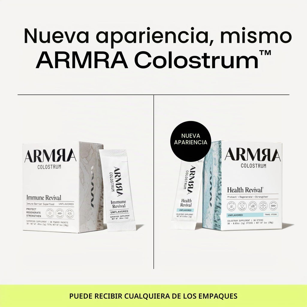 ARMRA - Polvo de calostro, sin sabor, 30 palitos de viaje para serv...