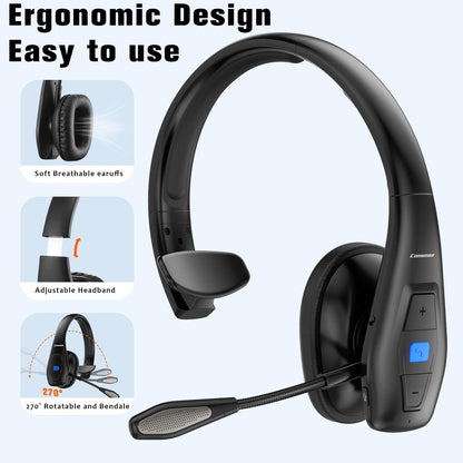 Conambo Auriculares Bluetooth con cancelación de ruido V5.1, 35 horas de tiempo de conversación HD, CVC8.0, micrófono dual manos libres, auriculares inalámbricos, auriculares Bluetooth con botón de
