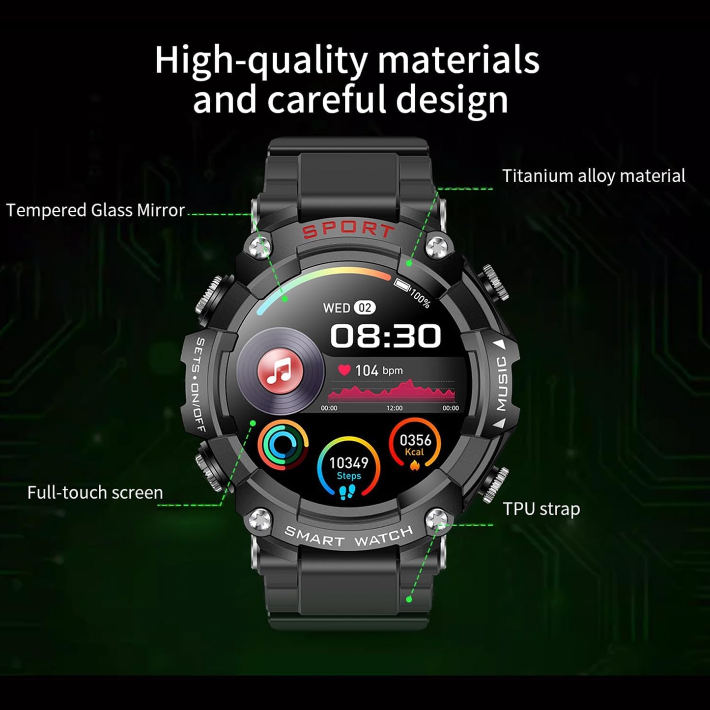 UYRGT Reloj inteligente con auriculares, para teléfono iOS y Androi...