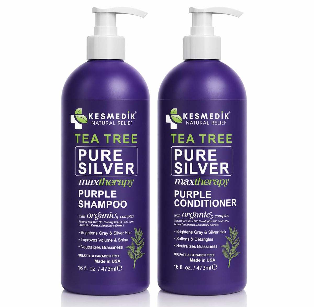 Juego de champú y acondicionador de árbol de té morado para cabello...