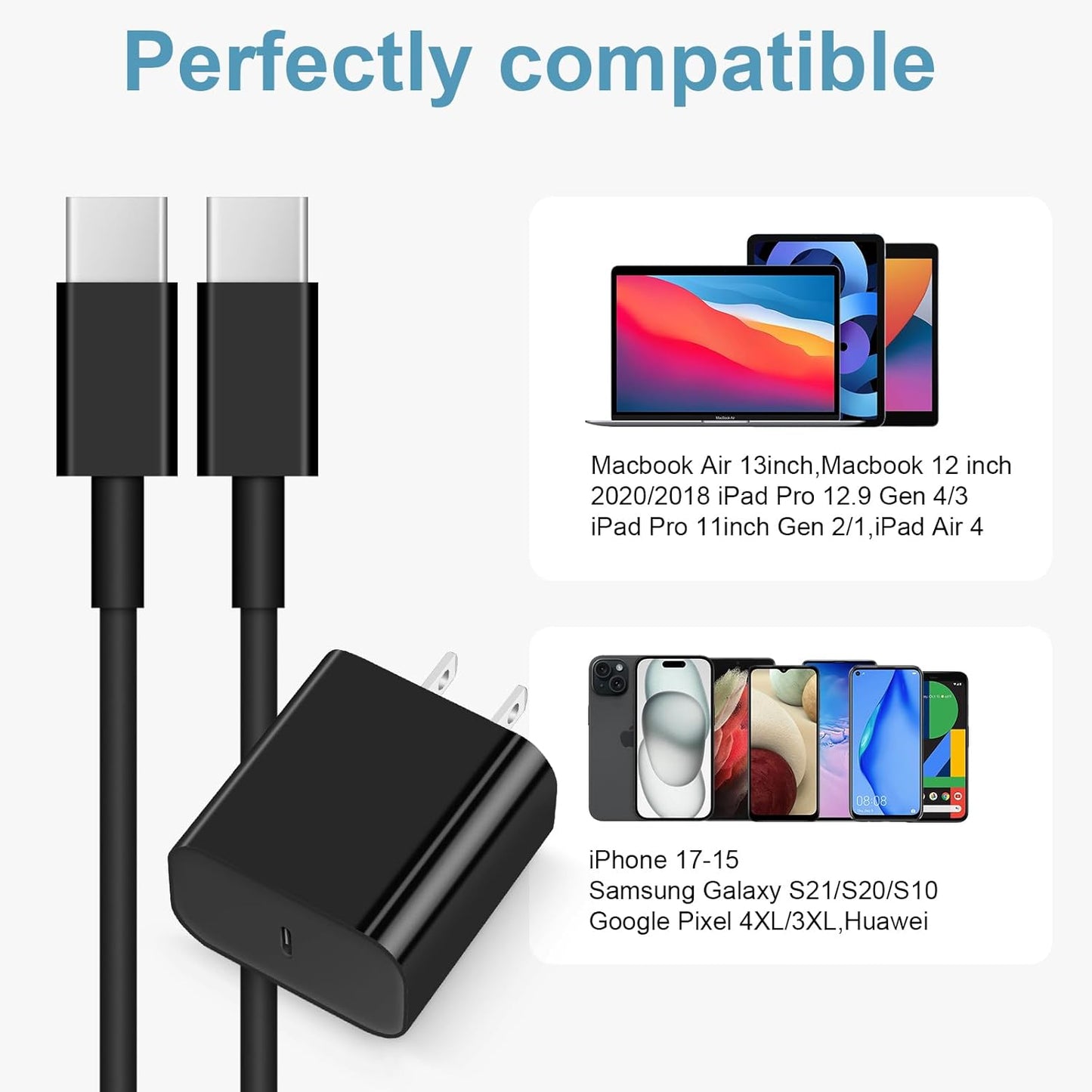 Cargador de carga rápida para iPhone 17, 16, 15, paquete de 3 carga...