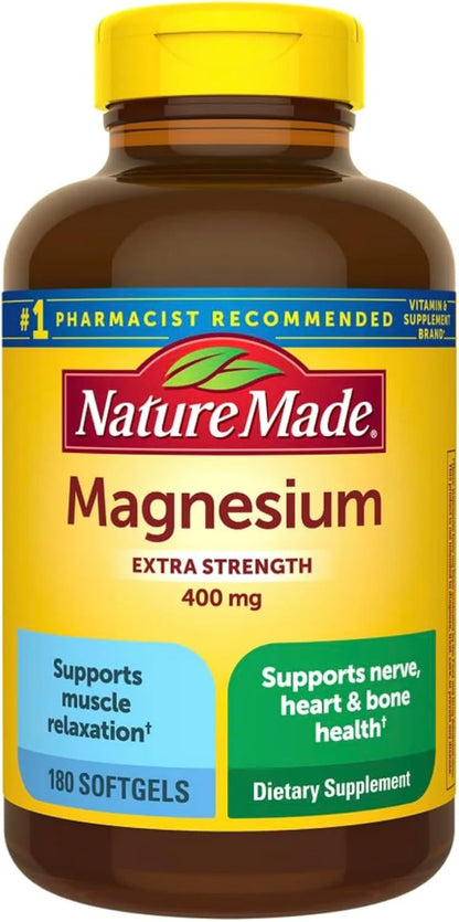 Nature Made Magnesio extra fuerte 400 mg., 180 cápsulas blandas