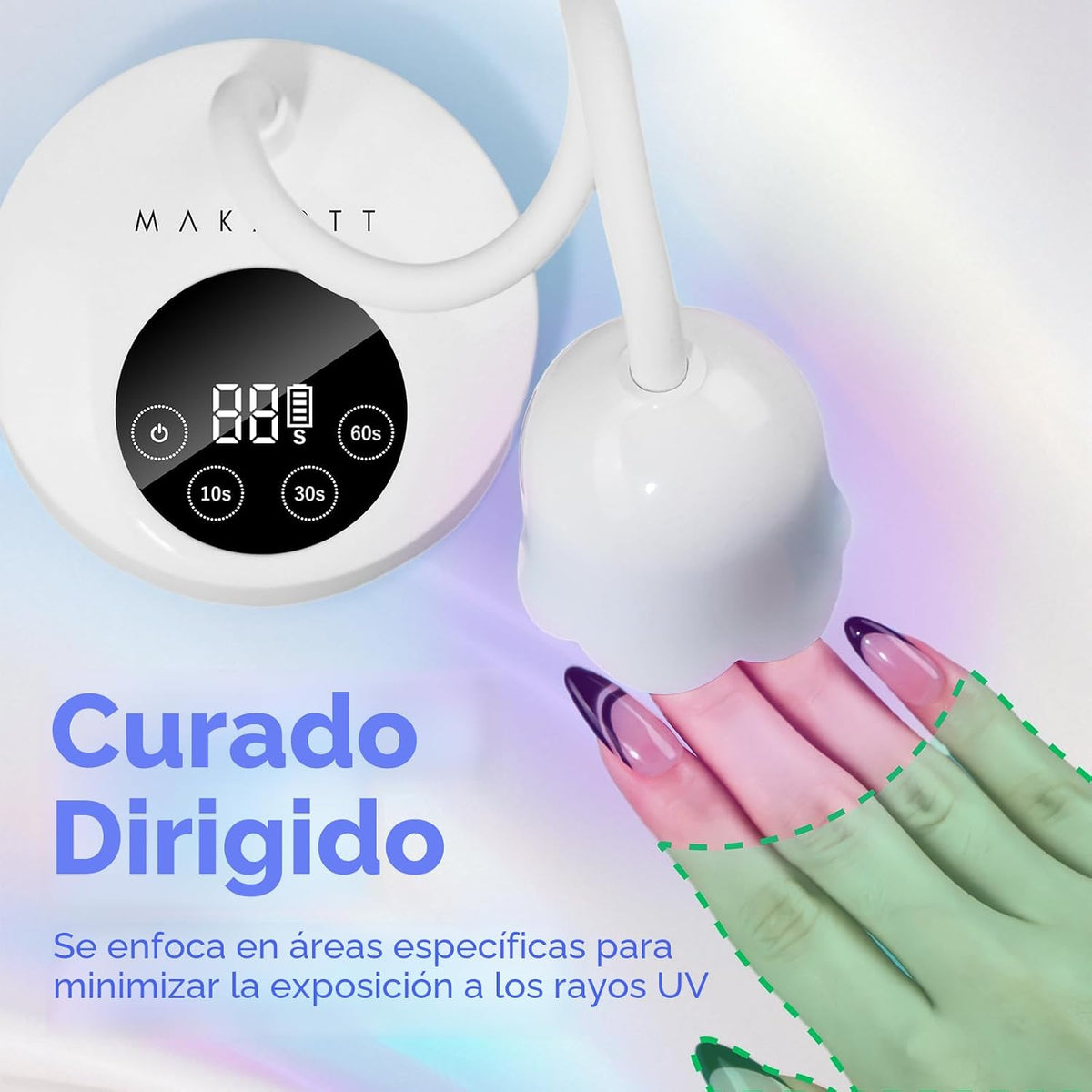 Makartt Lámpara de uñas UV para uñas de gel, cuello de cisne inalám...