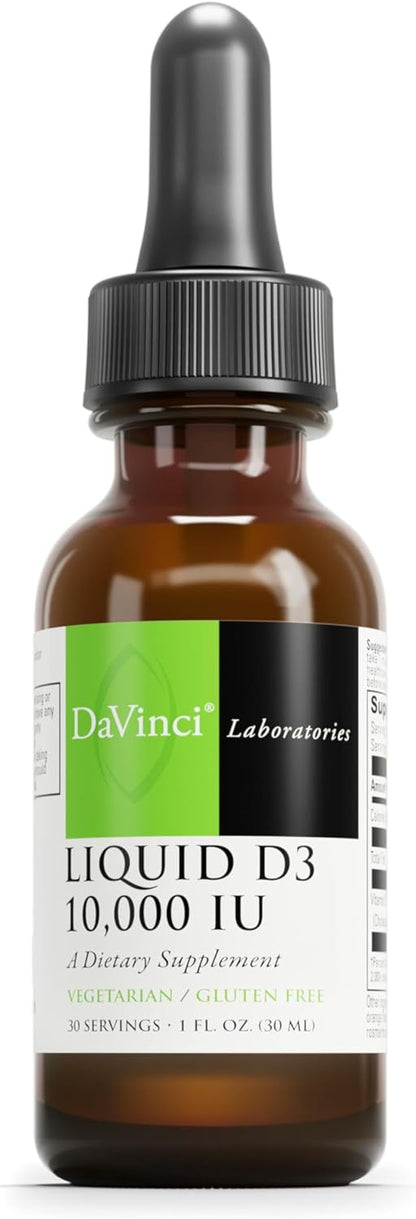 DAVINCI Labs Liquid D3 10,000 UI, ayuda a apoyar la salud ósea, el...