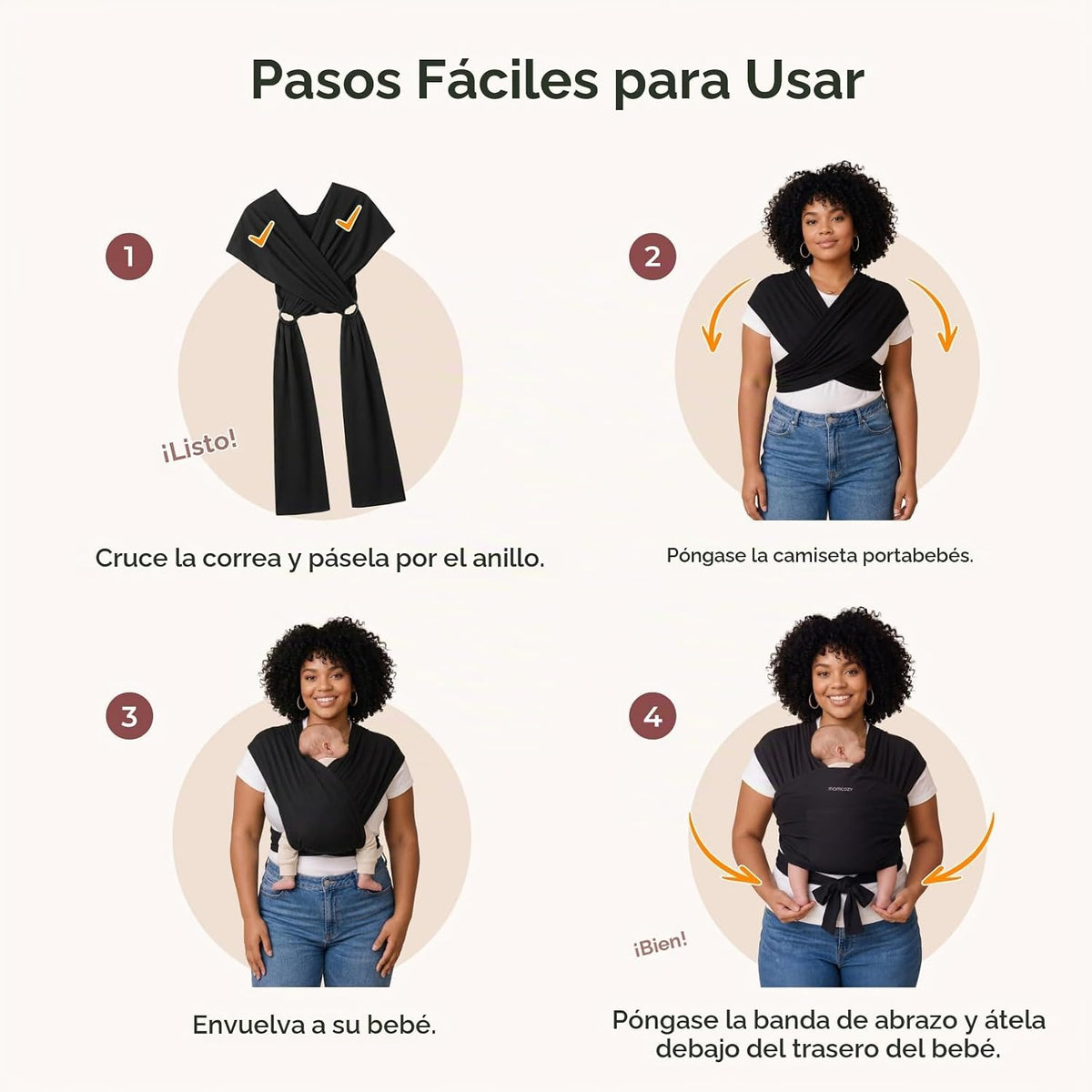 Momcozy Portabebés Envolvente, Eslinga Portabebés Fácil de Usar, Es...