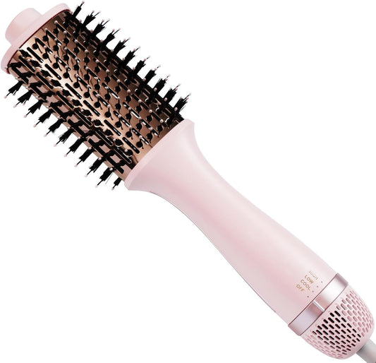 Cepillo secador de pelo iónico 4.0, ligero secado 3 veces más rápido, cepillo de soplado 5 en 1 para más brillo, rizos y volumen, cepillo de titanio para cabello caliente más suave, antiencrespamiento