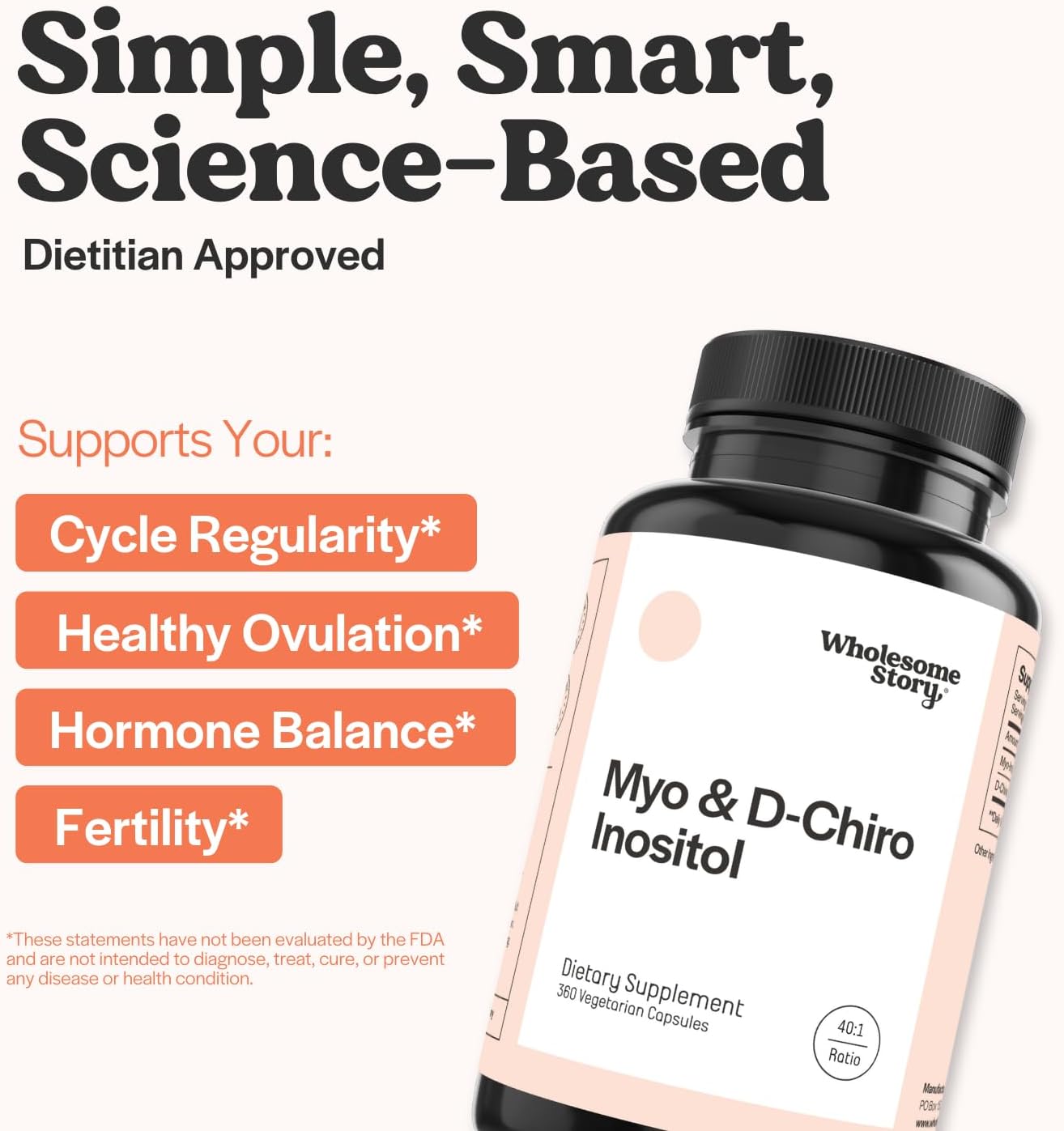Wholesome Story Suplemento de mio-inositol y D-quiro inositol para...