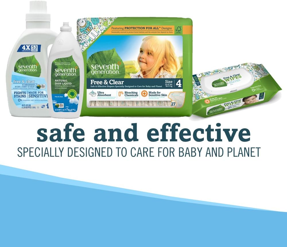 Seventh Generation, toallitas húmedas para bebés gruesas y resistentes Free and Clear con dispensador con tapita, 768 unidades
