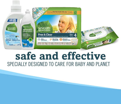 Seventh Generation, toallitas húmedas para bebés gruesas y resistentes Free and Clear con dispensador con tapita, 768 unidades