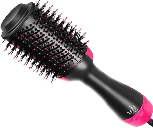 Cepillo Secador de Pelo y Volumizador, 3 en 1 Salon Electrico Cepillo de Aire Caliente Alisador y con Iones Negativos Para el Cabello Rizado y Recto