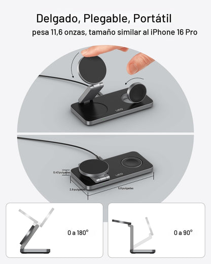UEQ Estación de carga inalámbrica plegable 3 en 1 para soporte de c...