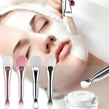 Dual-Use Silicone Facial Mask Brush with Soft Head And Digging Spoo...