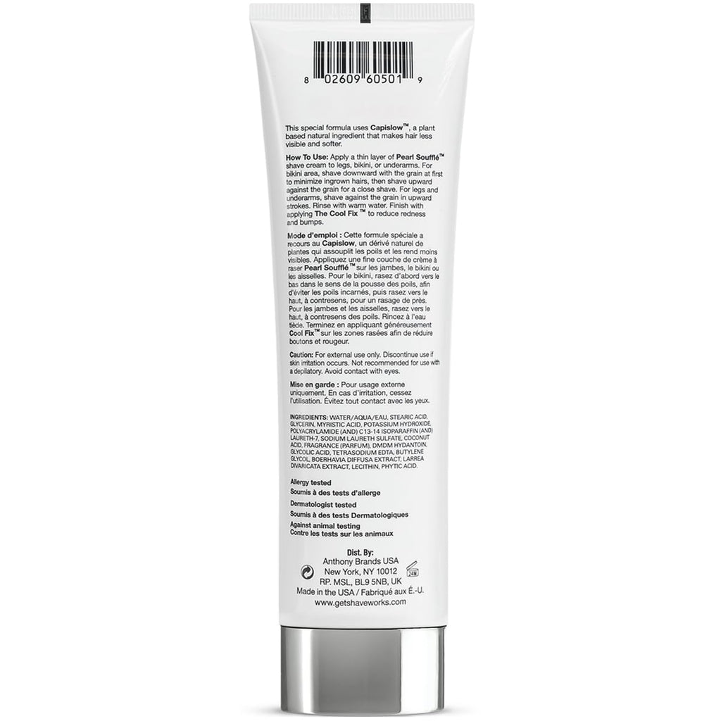 Shaveworks Pearl Soufflé Crema de afeitar para mujeres, loción de a...