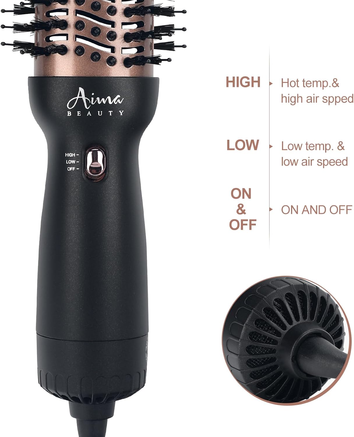 Aima Beauty 4 en 1 Cepillo de Aire Caliente para Viajes Mundiales d...