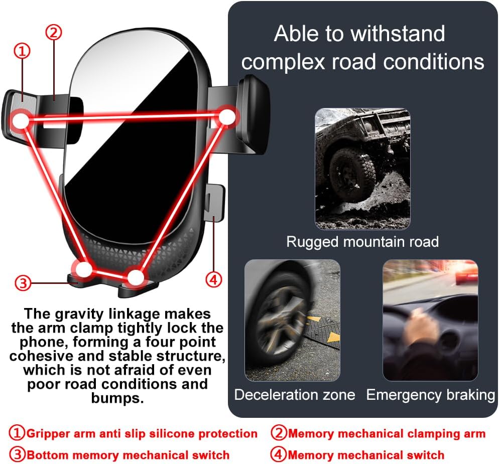 Soporte de teléfono de coche para Ford Fusion Auto Accesorios [Solo para Fusión 2013-2020] [Bloqueo automático, manos libres, soporte de teléfono celular para automóvil compatible con iPhone y todos los teléfonos inteligentes]