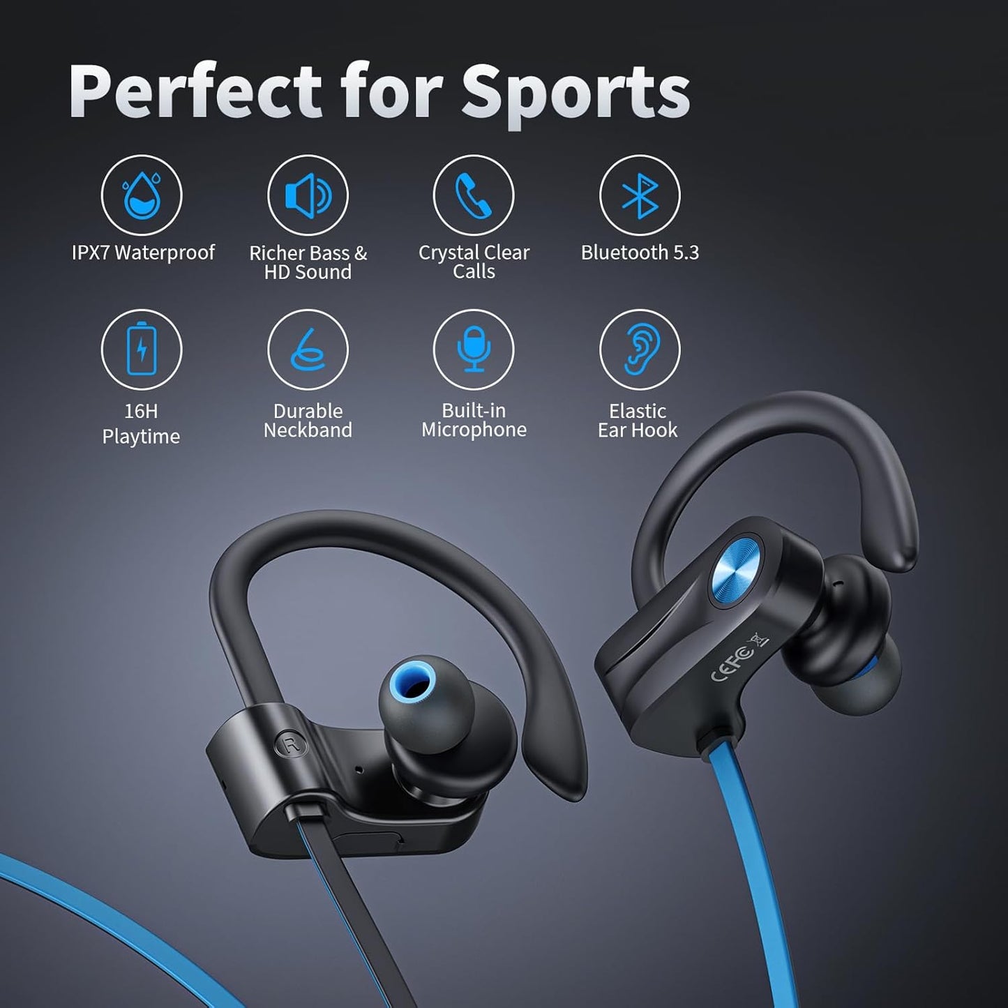 JOYWISE Auriculares inalámbricos Bluetooth 5.3 con 16 horas de repr...