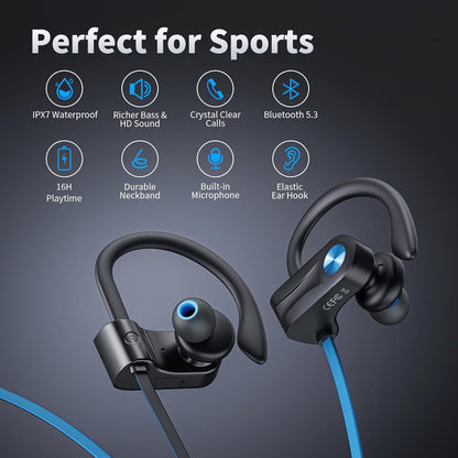 JOYWISE Auriculares inalámbricos Bluetooth 5.3 con 16 horas de repr...