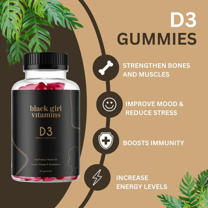 Black Girl Vitamins - Gomitas de Vitamina D3, para Apoyo Inmunológi...