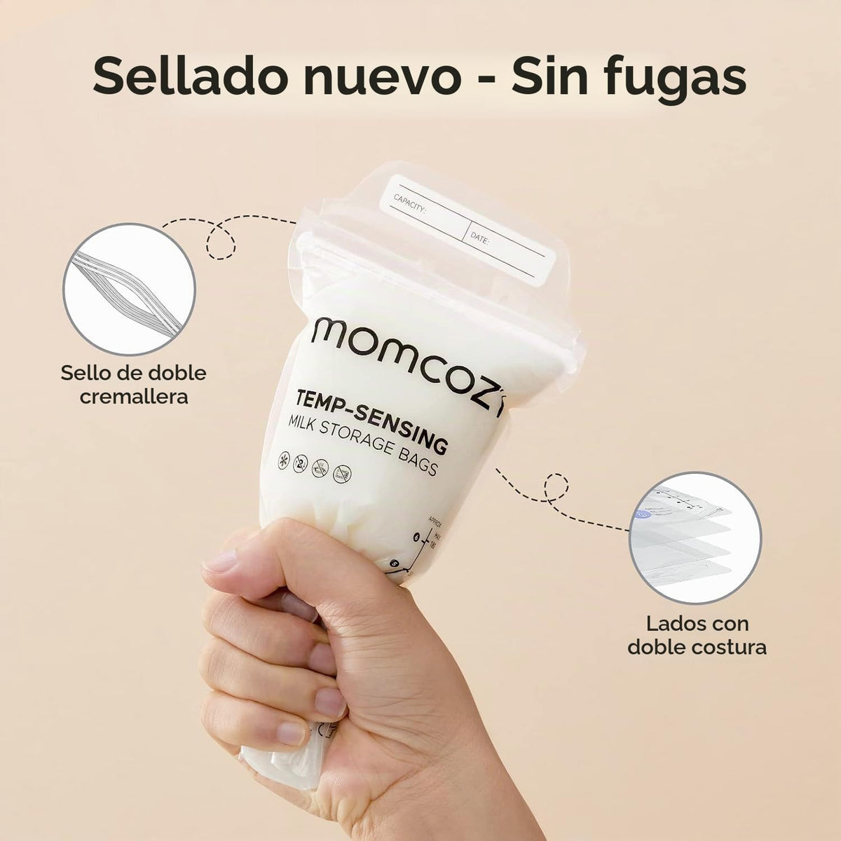 Momcozy Bolsas de Almacenamiento de Leche Materna, Bolsas de Almace...