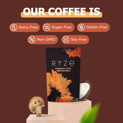 RYZE SUPERFOODS - Kit de inicio de café tostado oscuro de hongos, c...