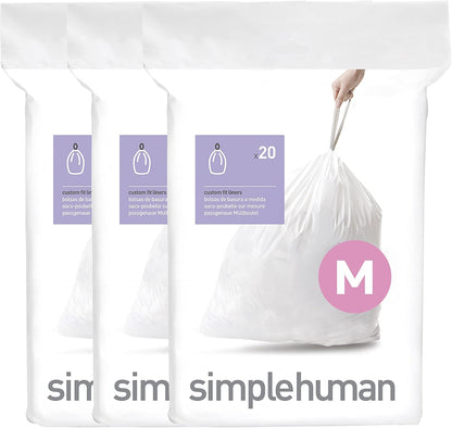 simplehuman Código M - Bolsas de basura con cordón de ajuste adapta...