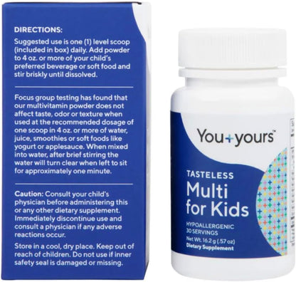 You+yours Polvo multivitamínico insípido para niños y niños pequeño...