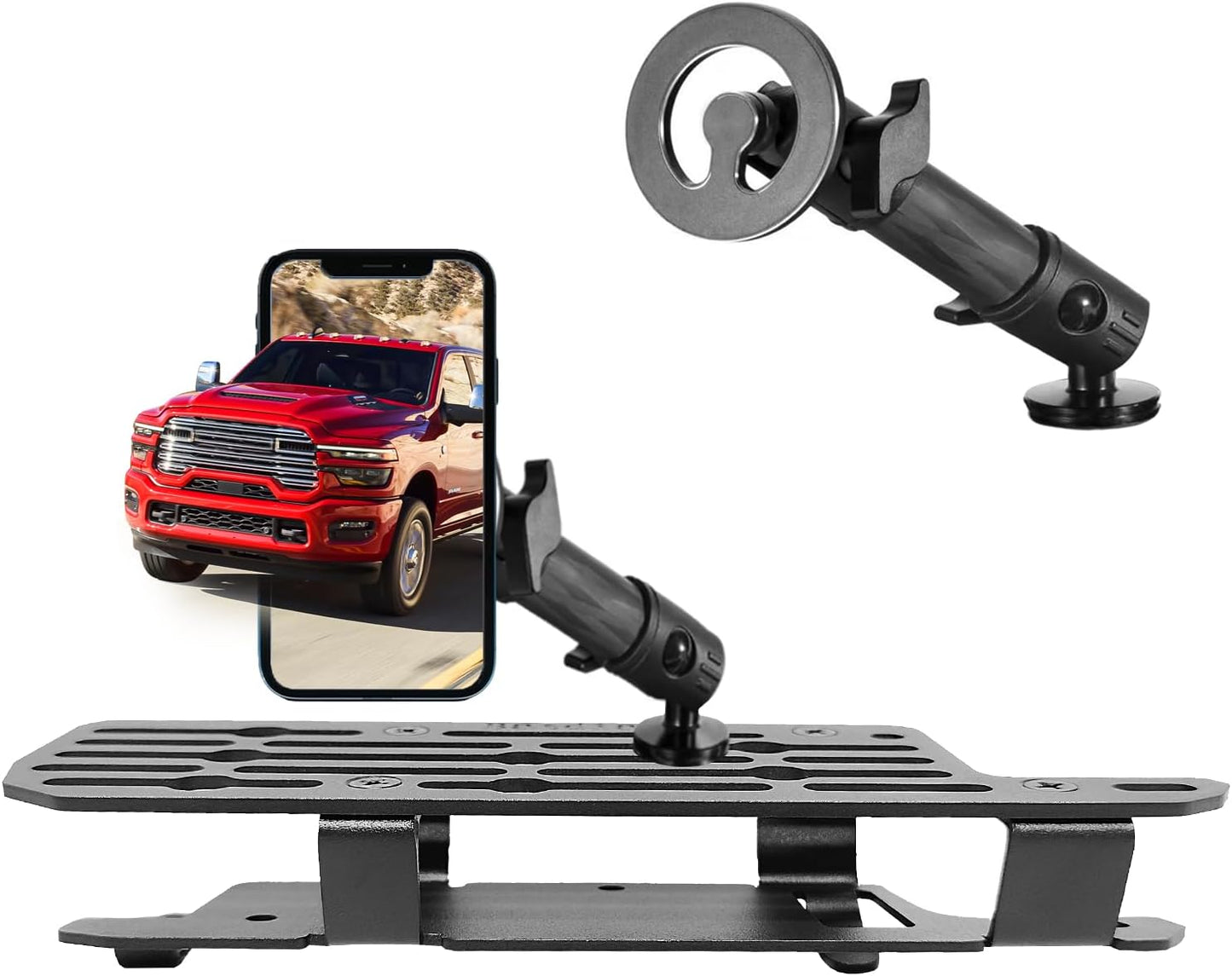 Ram 1500 - Soporte magnético para teléfono compatible con Dodge Ram 1500 2500 3500 TRX Accesorios de fibra de carbono de metal para teléfono celular, montaje en tablero, instalación sin