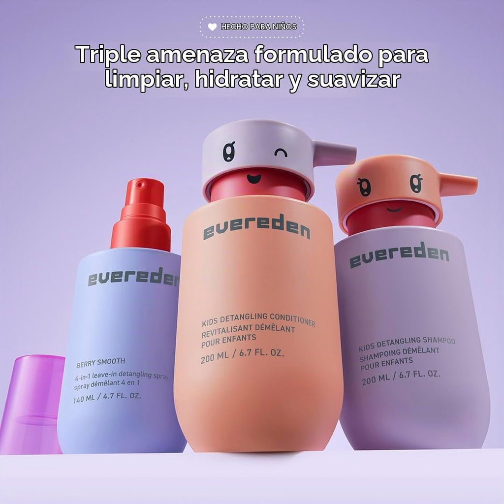 Evereden Kids - Juego de champú, acondicionador y espray desenredan...