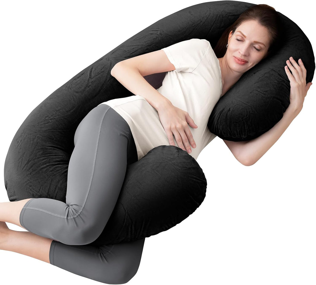 1 MIDDLE ONE Almohada de embarazo, almohada de cuerpo completo en f...