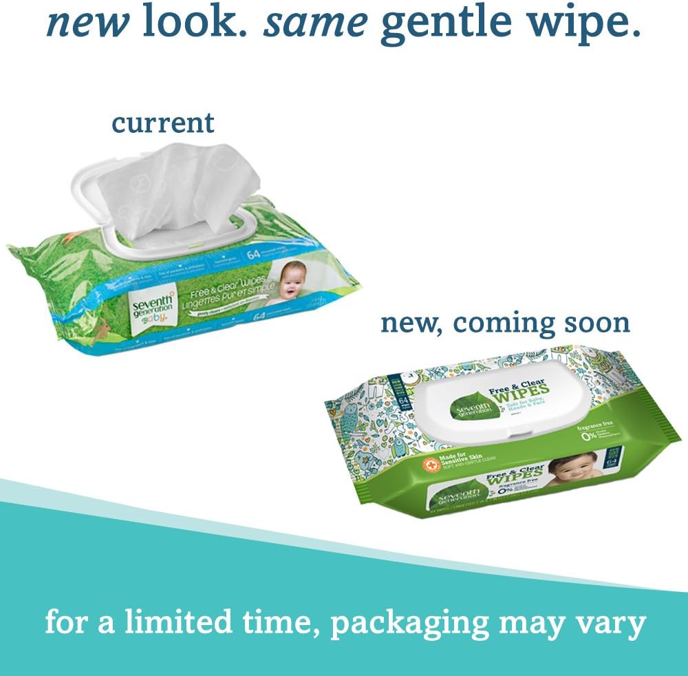 Seventh Generation, toallitas húmedas para bebés gruesas y resistentes Free and Clear con dispensador con tapita, 768 unidades