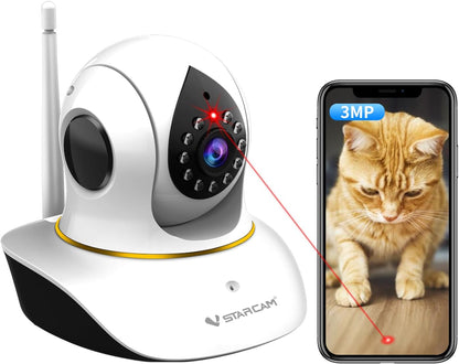 VSTARCAM Cámara para mascotas con láser, 3MP 2.4GHz WiFi interactiv...