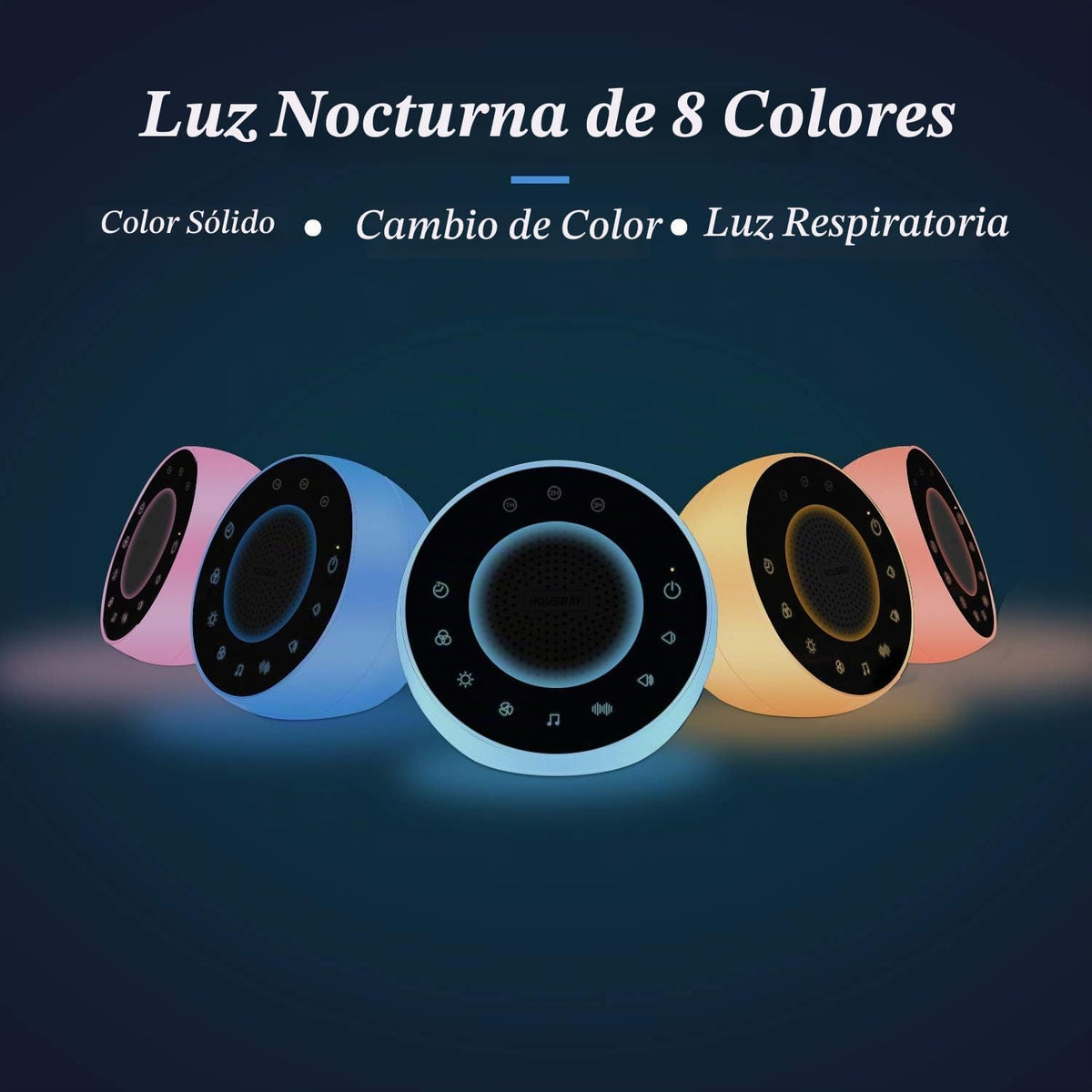 HOUSBAY Máquina de sonido brilla con ruido blanco para dormir, luz...