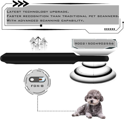 Smoostart Escáner de microchip para mascotas, ISO11784\/ISO11785\/F...