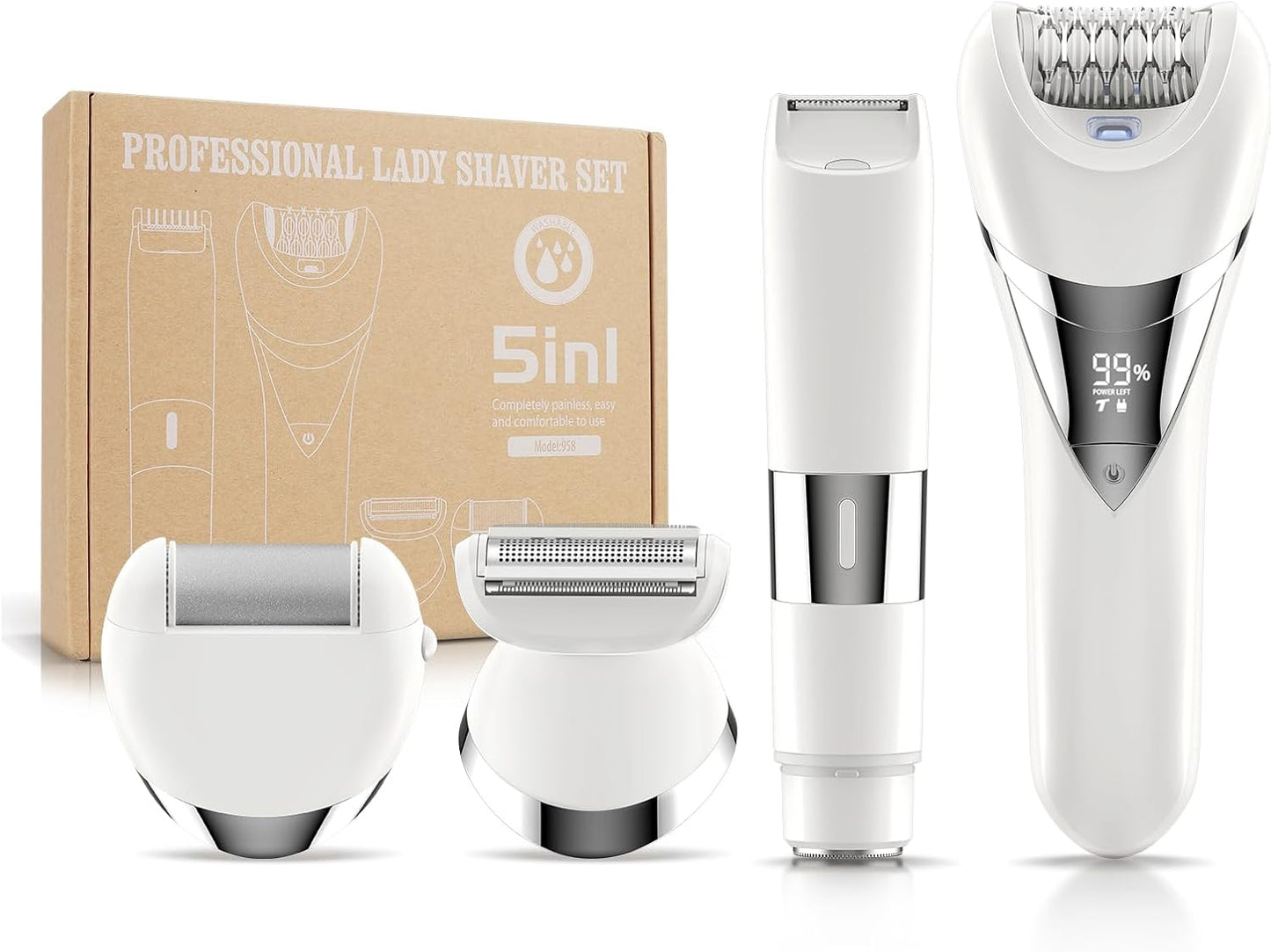 Depiladora eléctrica de bikini para mujer, depilación 5 en 1 para c...
