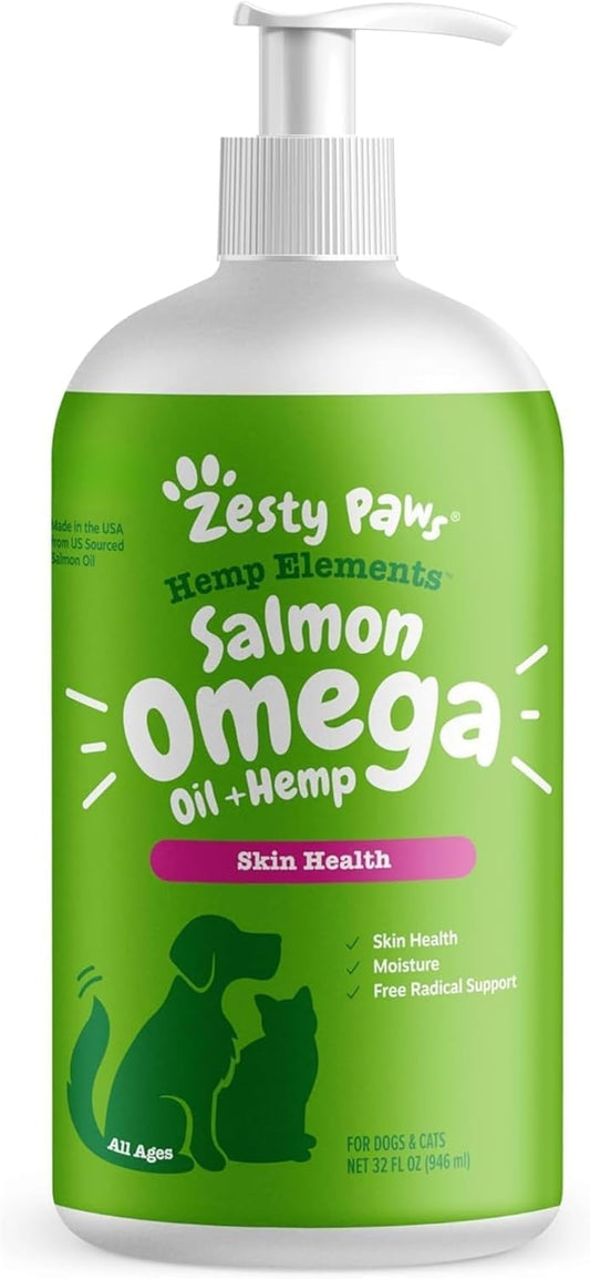 Zesty Paws Aceite de cáñamo omega de salmón para perros y gatos con...