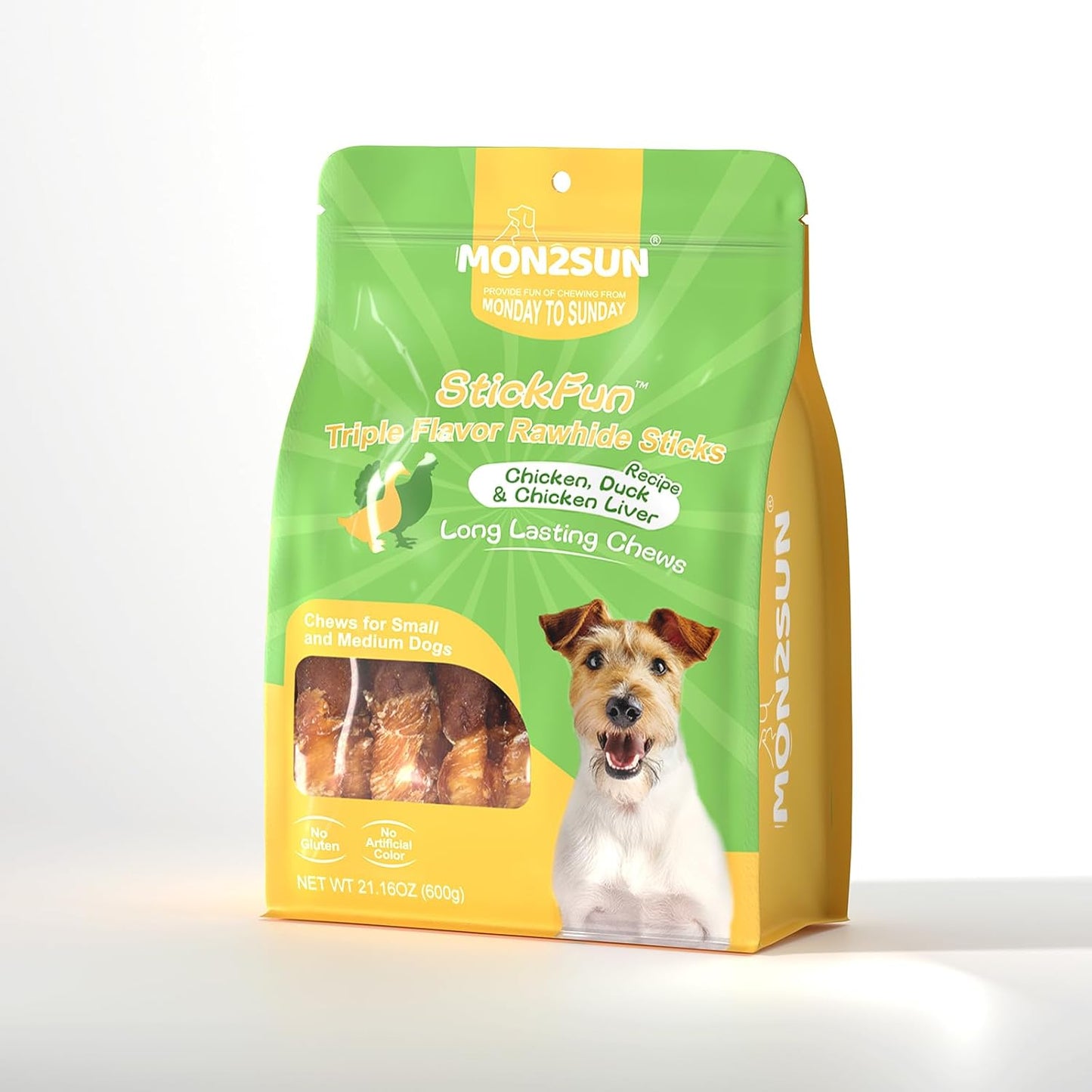MON2SUN Golosinas para perros, bocadillos de cuero crudo envueltos...
