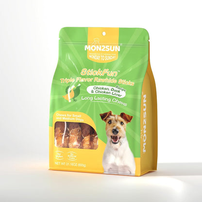 MON2SUN Golosinas para perros, bocadillos de cuero crudo de triple...