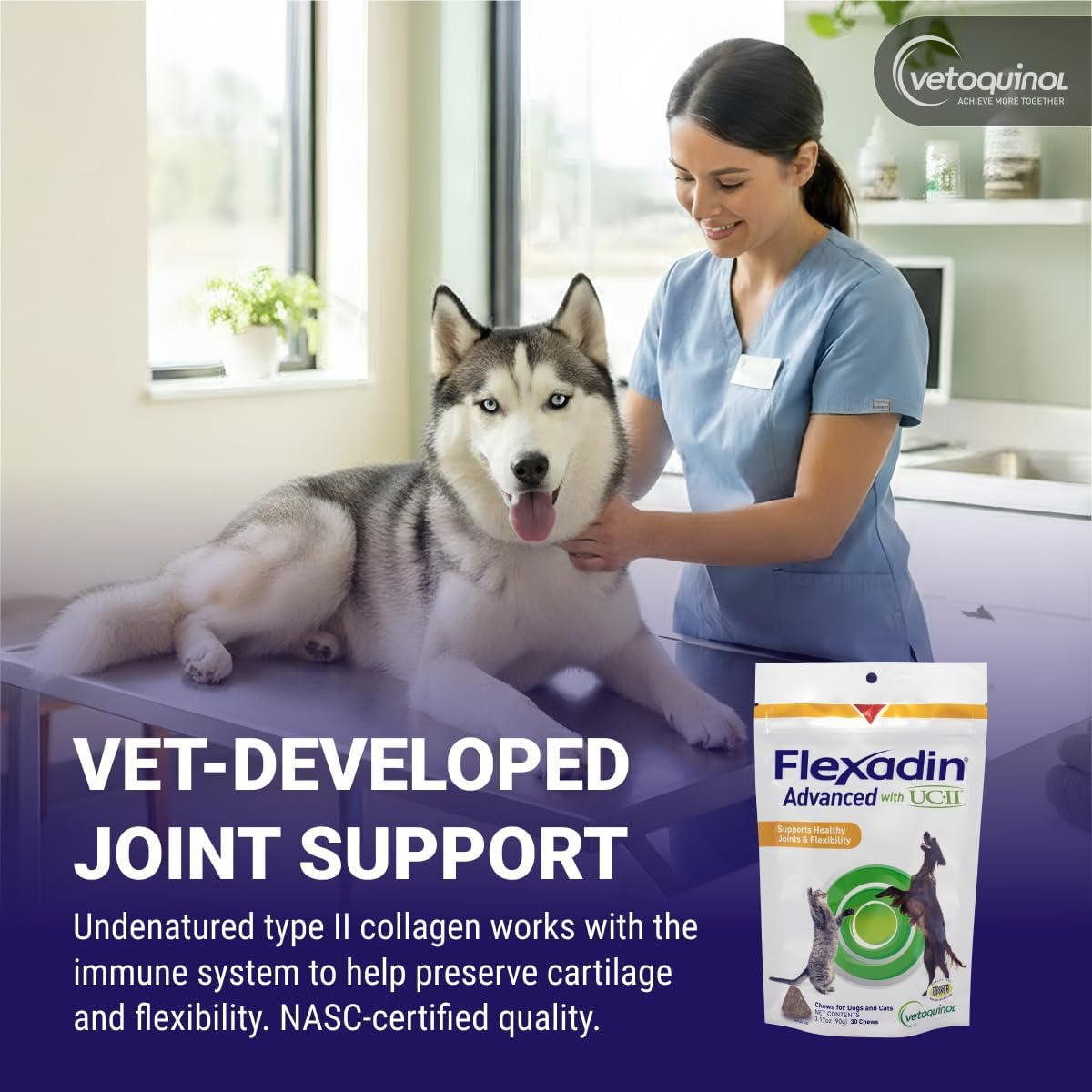 Vetoquinol Flexadin Advanced Suplemento para Cadera y Articulacione...