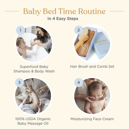ELLAOLA Juego de cepillo y peine de bambú natural, 3 piezas - Cepillo para costra láctea, cepillo de masaje para el cabello, peine de bambú para niños pequeños, recién nacidos y bebés | Regalo para el