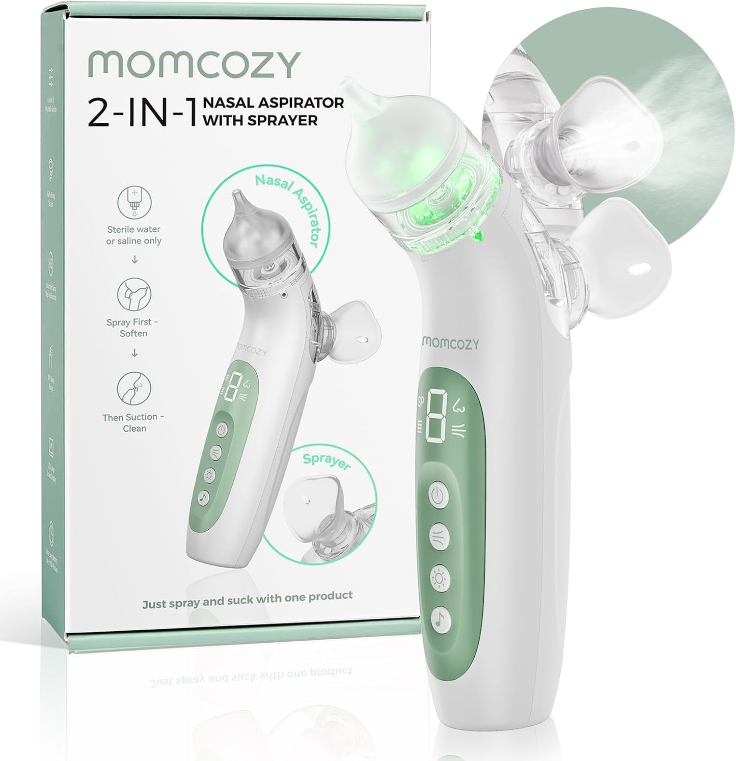 Momcozy BreezyClear™ Aspirador nasal eléctrico 2 en 1 para bebé con...