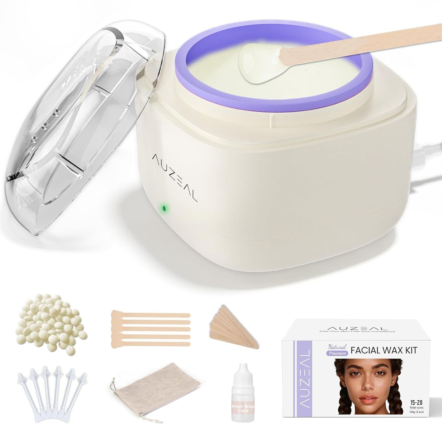 AUZEAL Mini kit de cera facial para mujer, kit de depilación facial...