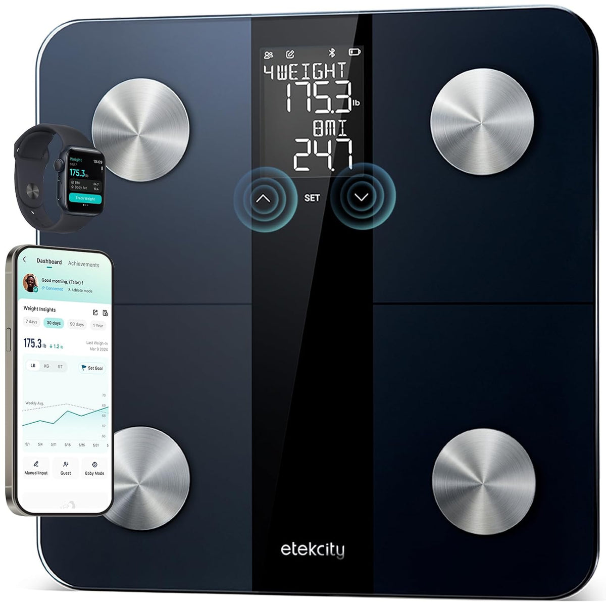 Etekcity Báscula inteligente mejorada para grasa corporal e IMC, el...