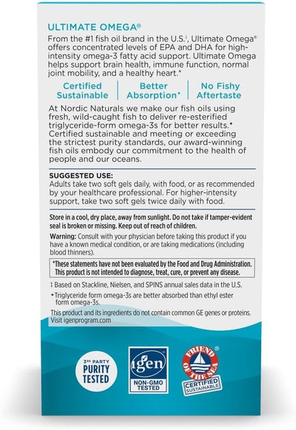 Nordic Naturals Ultimate Omega, sabor a limón, 180 geles suaves, 12...