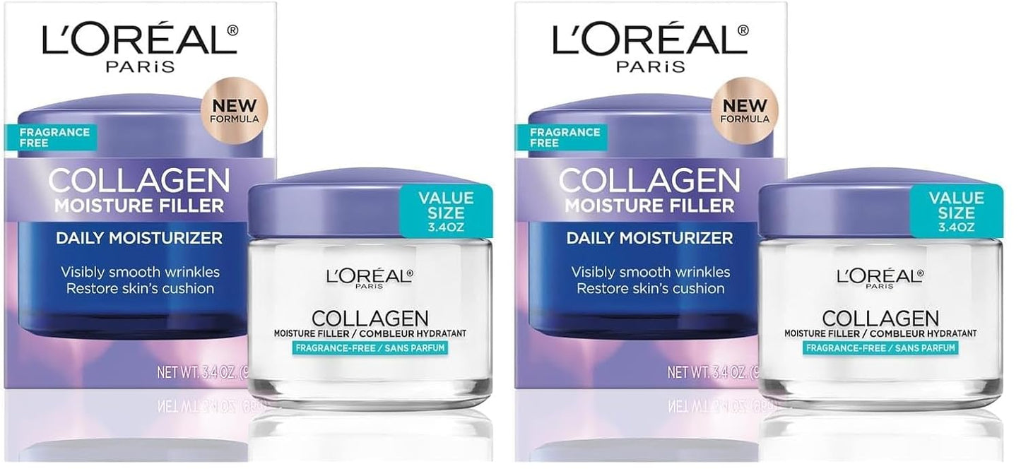 L'Oreal Paris Crema facial con relleno de humedad de colágeno,...
